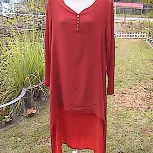 Red Sleeve Asymmetrical Casual Maxi Dress